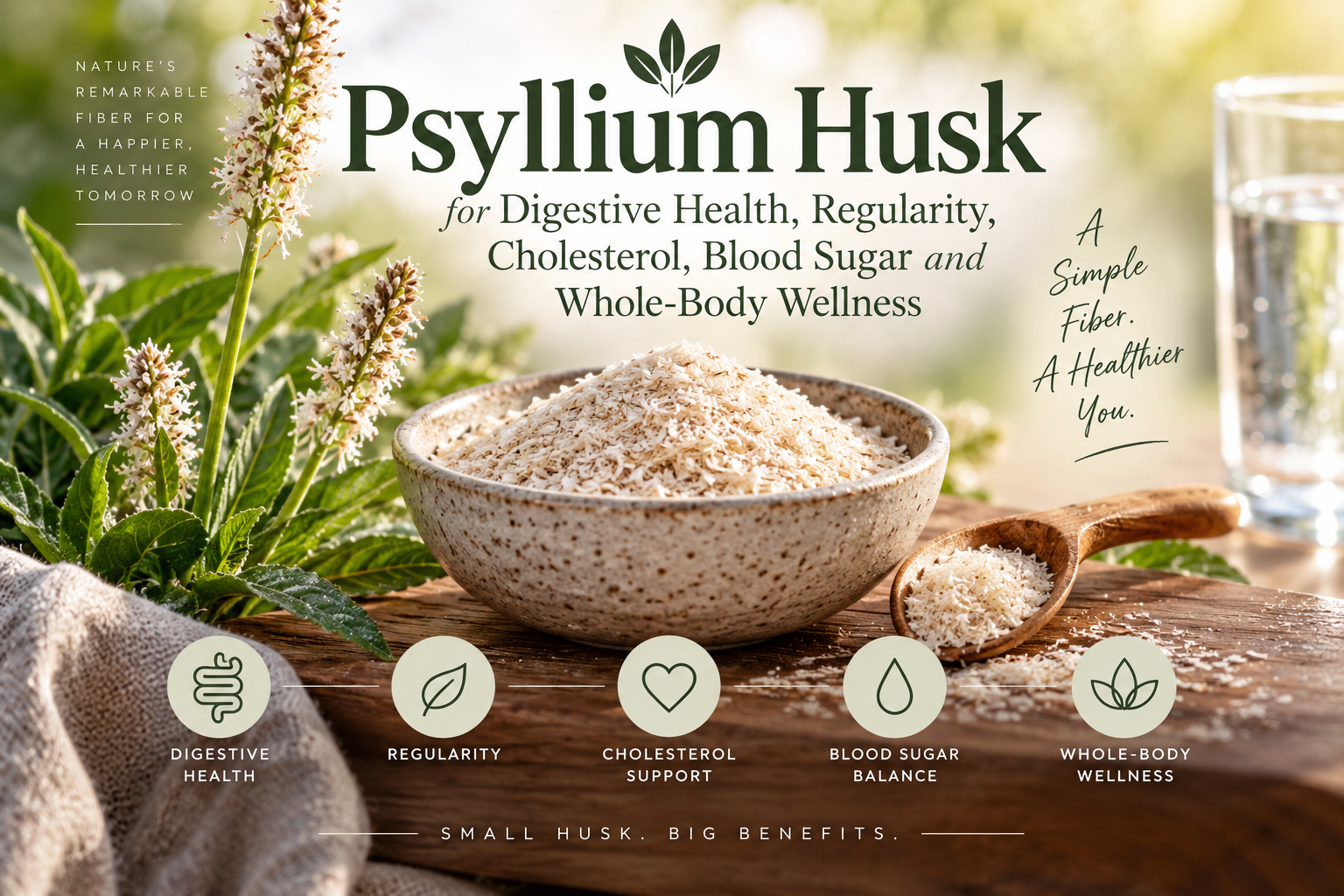 Psyllium Husk for Digestive Health, Regularity, Cholesterol, Blood Sugar and Whole-Body Wellness