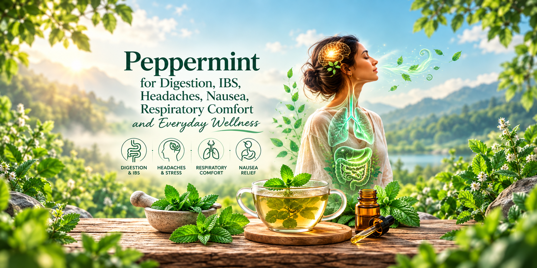 Peppermint for Digestion, IBS, Headaches, Nausea, Respiratory Comfort and Everyday Wellness