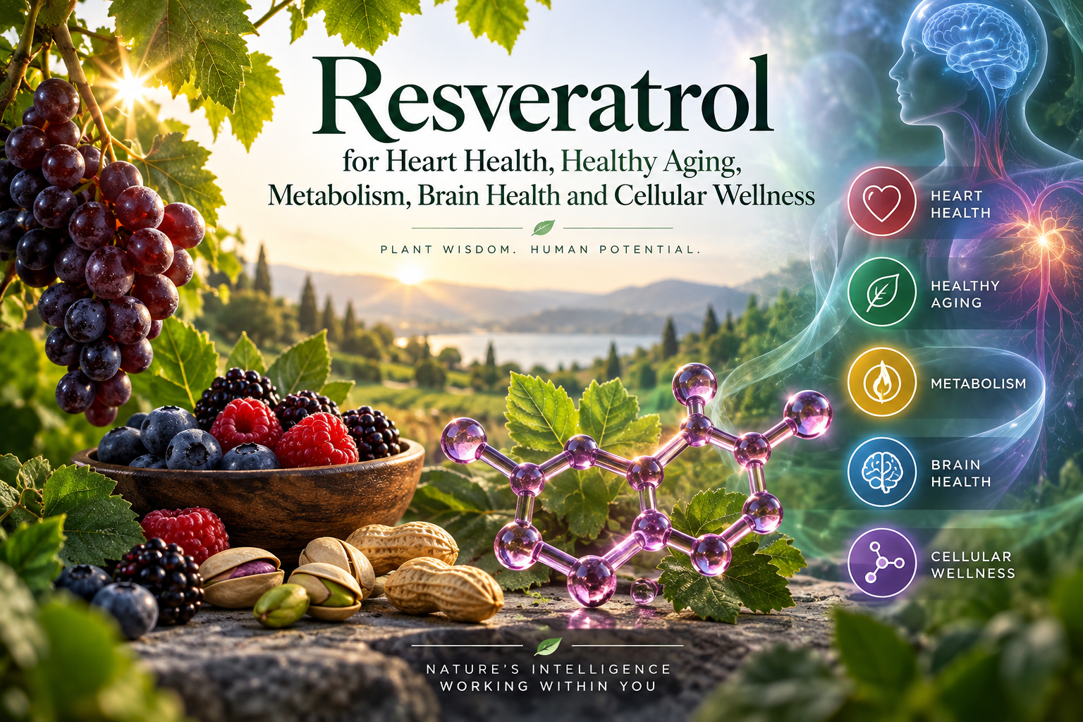 Resveratrol for Heart Health, Healthy Aging, Metabolism, Brain Health and Cellular Wellness