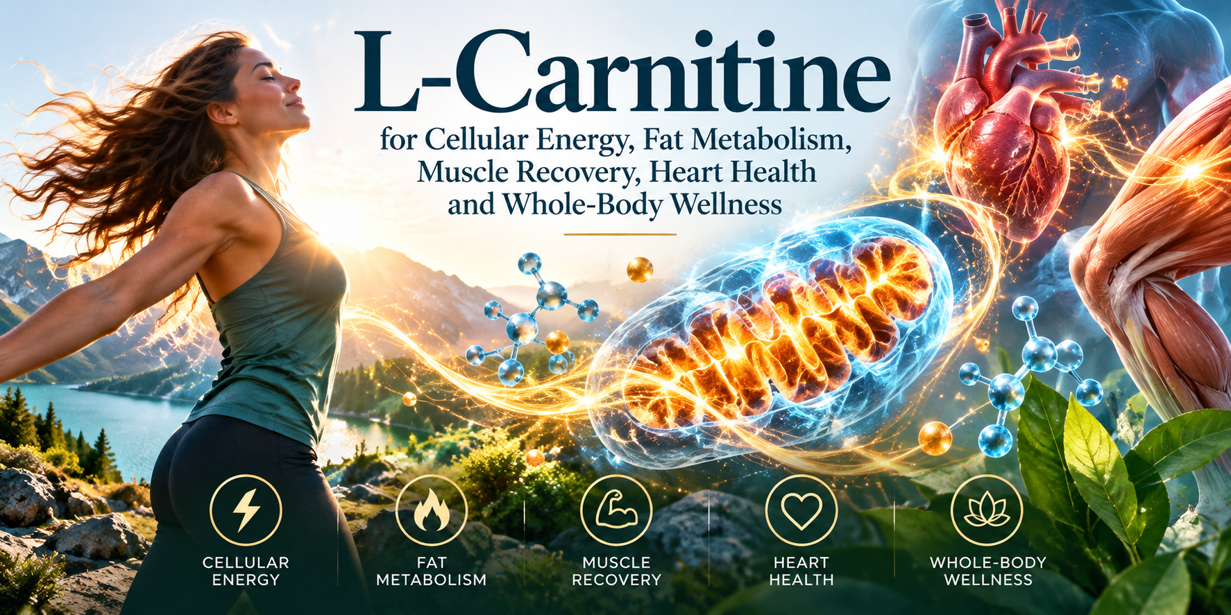 L-Carnitine for Cellular Energy, Fat Metabolism, Muscle Recovery, Heart Health and Whole-Body Wellness