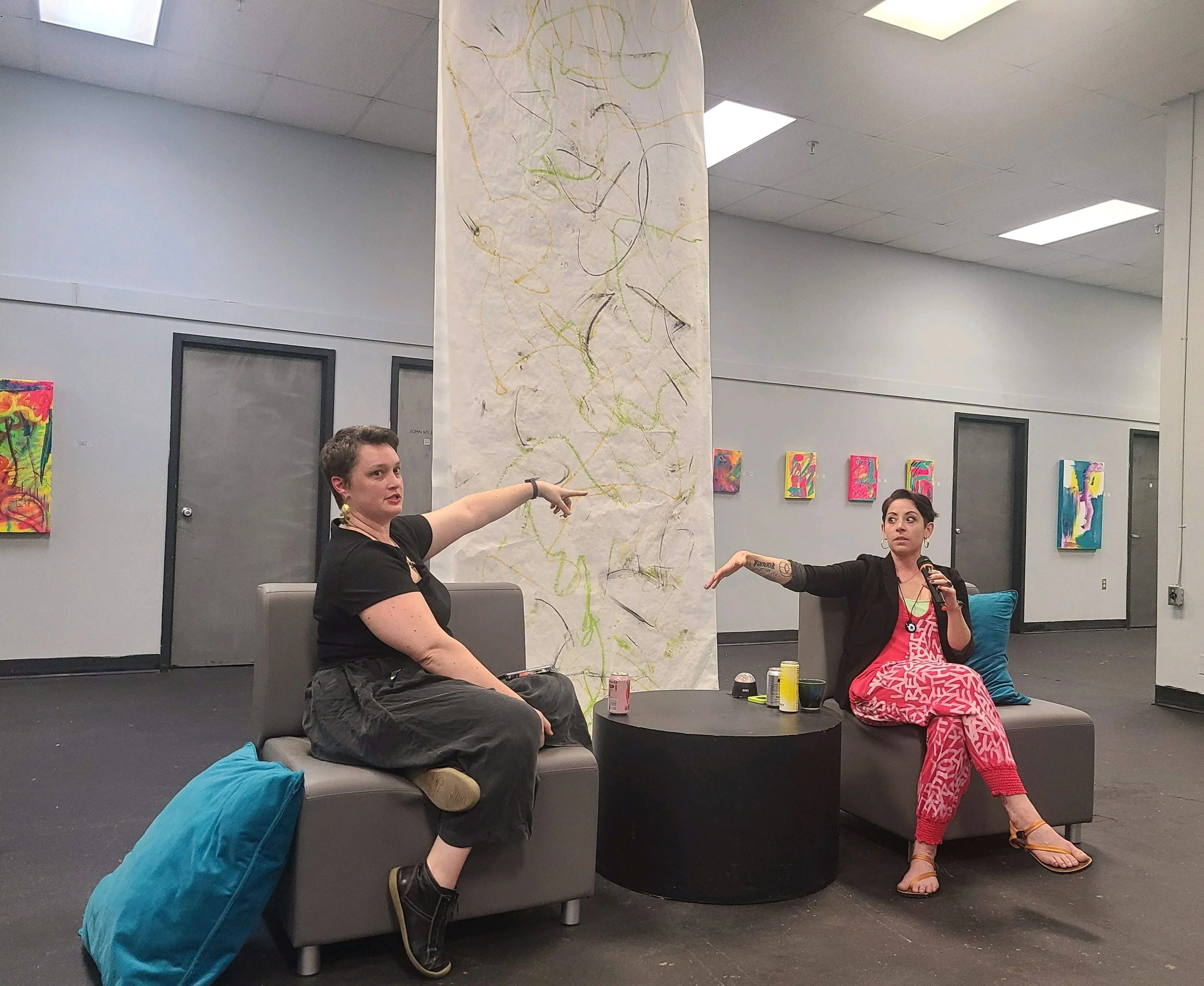 Solo exhibition art talk at Nine Eighteen Nine Studio Gallery. Facilitator Cat Babbie 2022