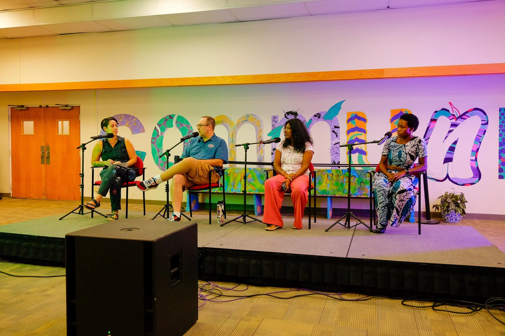 The VAPA Center 'Artist Talk' Panel Discussion with Eric Pratt, Umayal Annamalai, and Marquia Humphries. 