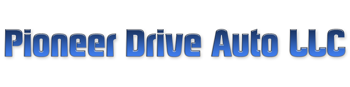 Logo for local dealership and mechanic shop Pioneer Drive Auto in Wisconsin Dells