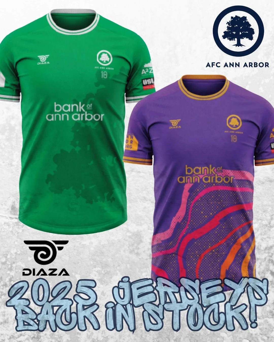 Did you get your 🌳AFC Ann Arbor🌳 2025 jersey 👕? We have them back in stock in all sizes! We also have the 2025 goalkeeper 🥅 shirts, offered for the first time! Check it out at store.afcannarbor.com. #COYMO ⚽