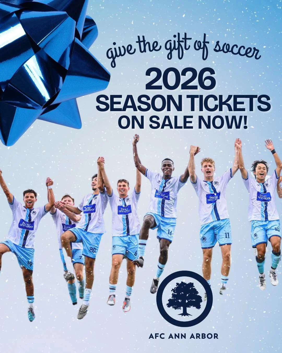 Give the gift that keeps the matchday magic alive 🎁⚽️
2026 season tickets are on sale now - lock in every goal, cheer, every moment with AFC Ann Arbor. 
#COYMO #AFCAAFamily #GivetheGift #SupportLocal