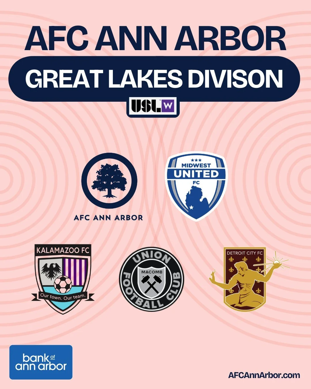Michigan matchups, locked in! 👊

All-state battles await as AFC Ann Arbor Women kick off Great Lakes Division action starting in May 2026. 

#RootedHere