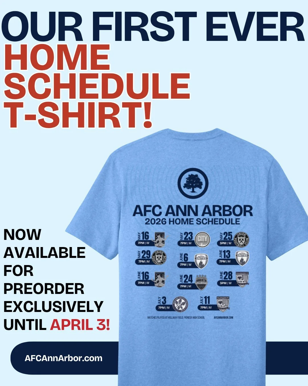 We're excited to announce our first ever season launch 2026 home schedule t-shirt! 🌳

Made with 100% sustainable recycled fabric, this new t-shirt celebrates our new season like never before ⚔️

Don't miss this exclusive and historic drop! T-shirts 