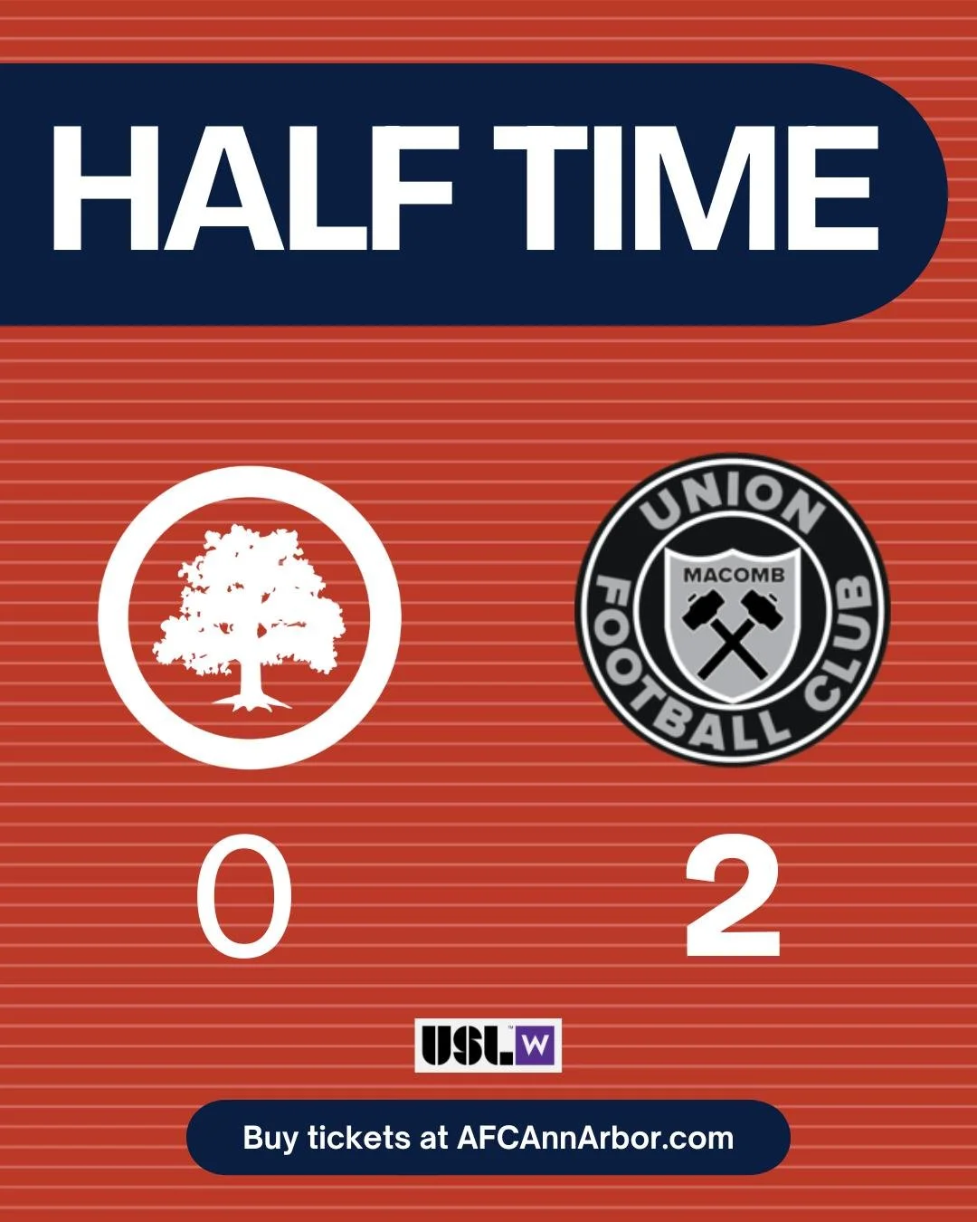 We're going to need a comeback in the second half, as goals in the 11th and 38th minutes have built a commanding lead for Union FC Macomb.

#COYMO #AFCAA