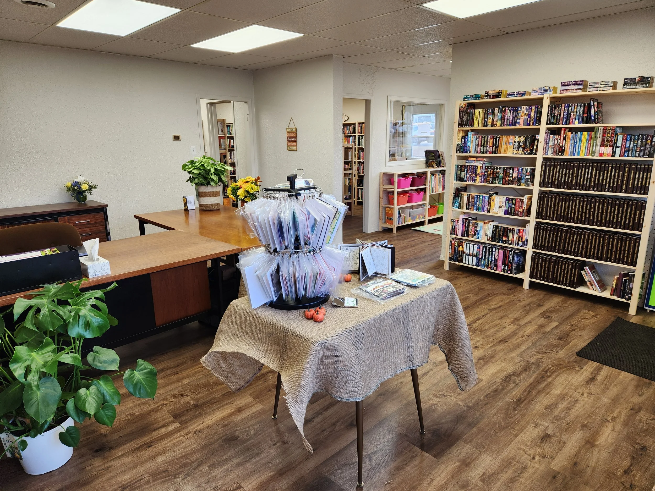 Previously-loved new(er) releases, Sci-Fi/Fantasy and Western books, as well as paper crafts in the front room of Bookery on 50th in Onoway, Alberta.