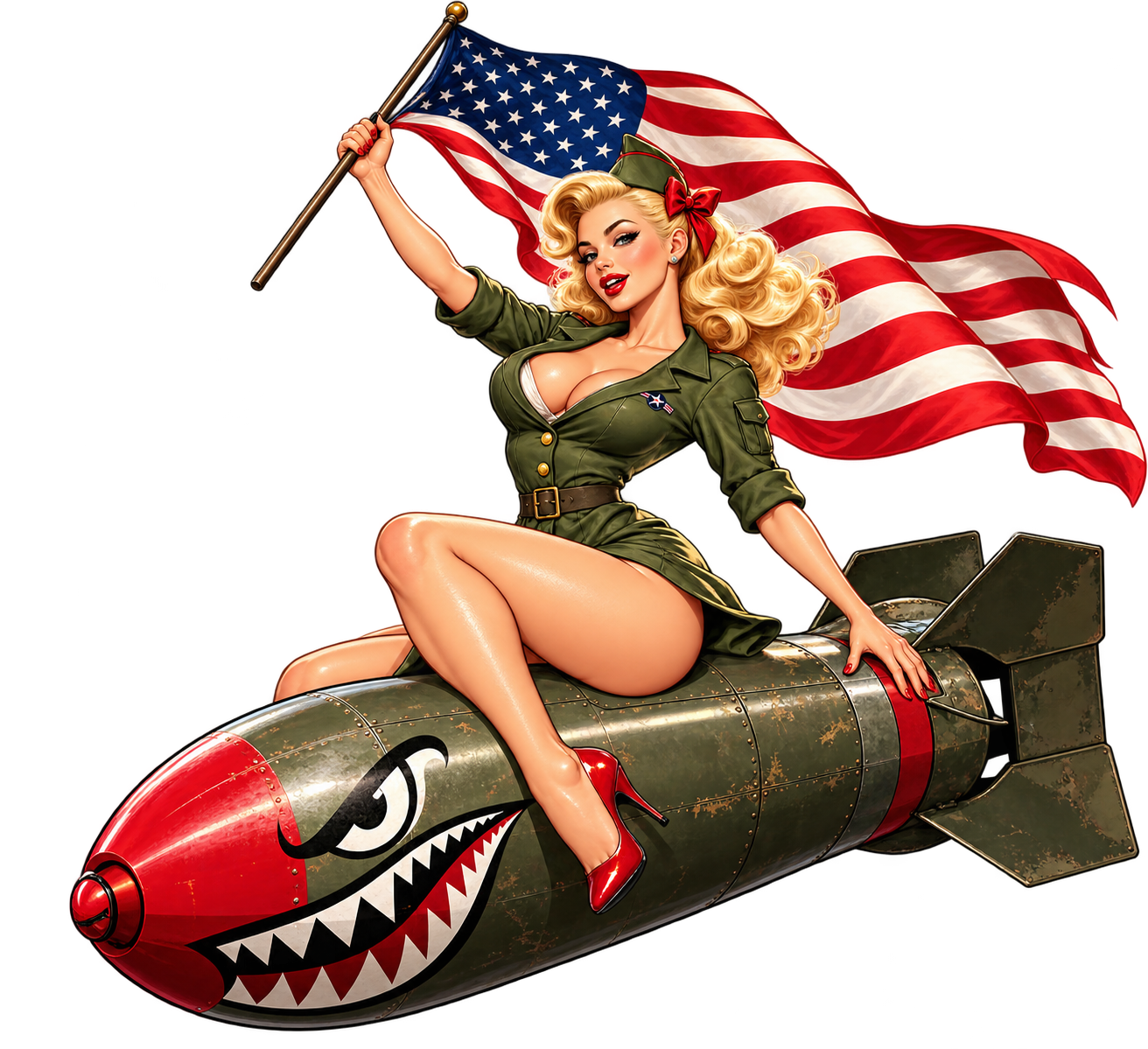 Retro Pin-Up Bombshell with Shark Bomber.png