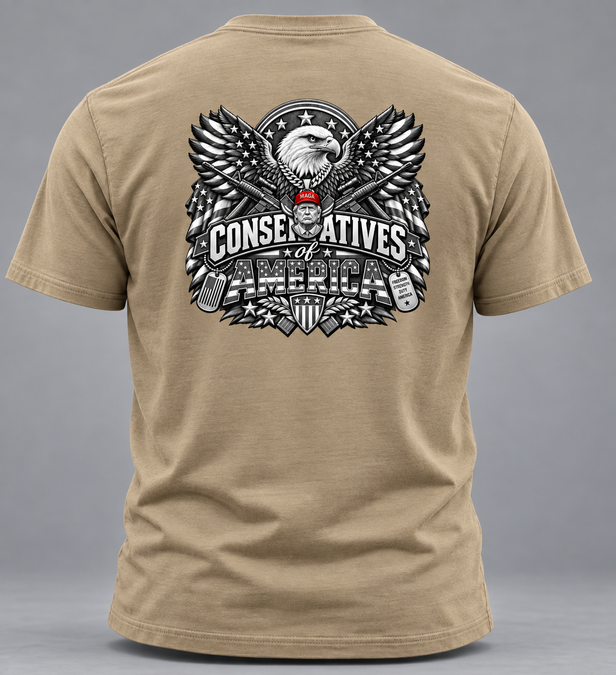 Khaki T-Shirt with Patriotic Eagle Emblem.png