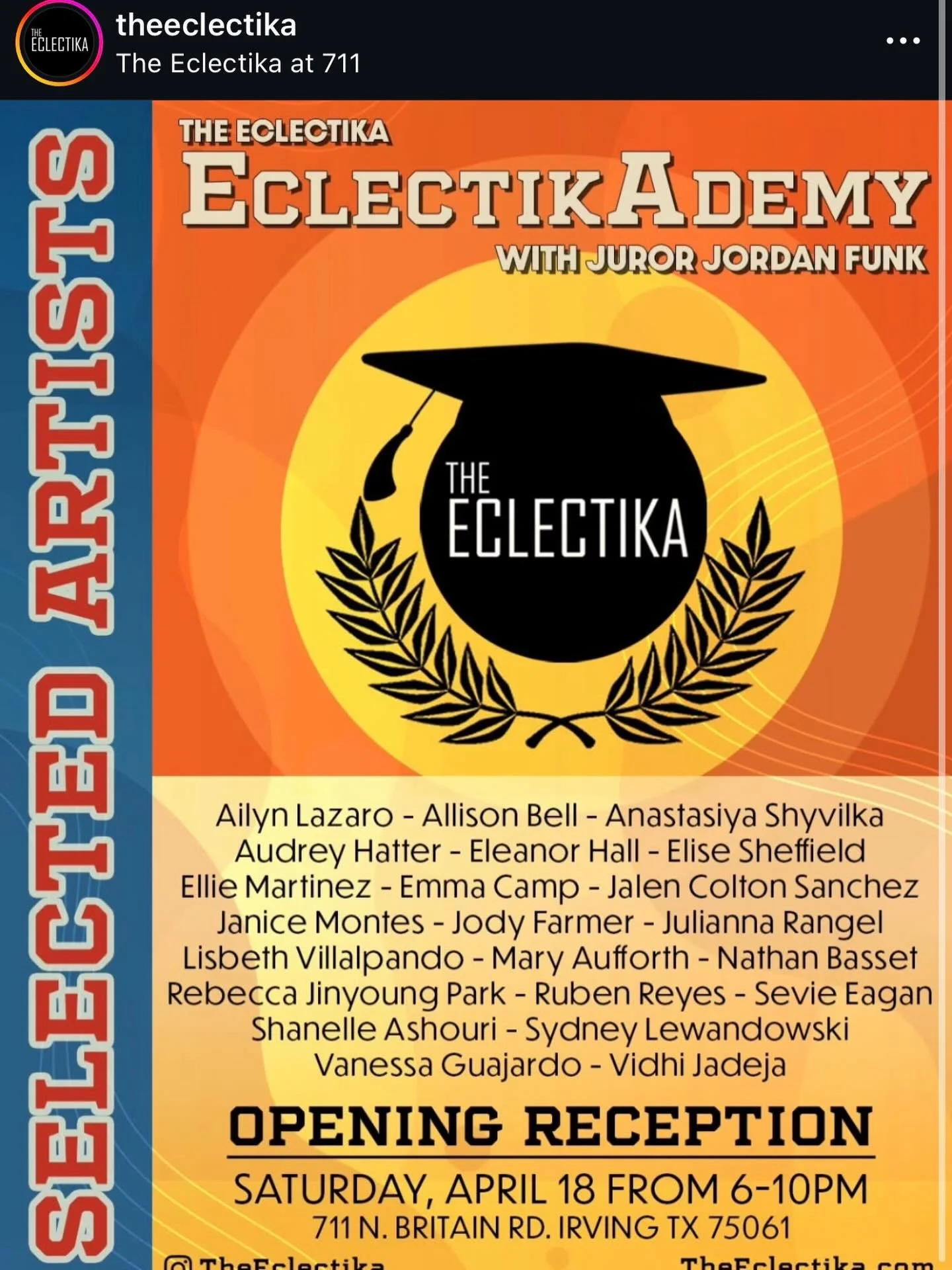 I am so excited to get to be a part of @theeclectika exhibition tonight! Come by to say hi and stay for the wonderful artwork present!