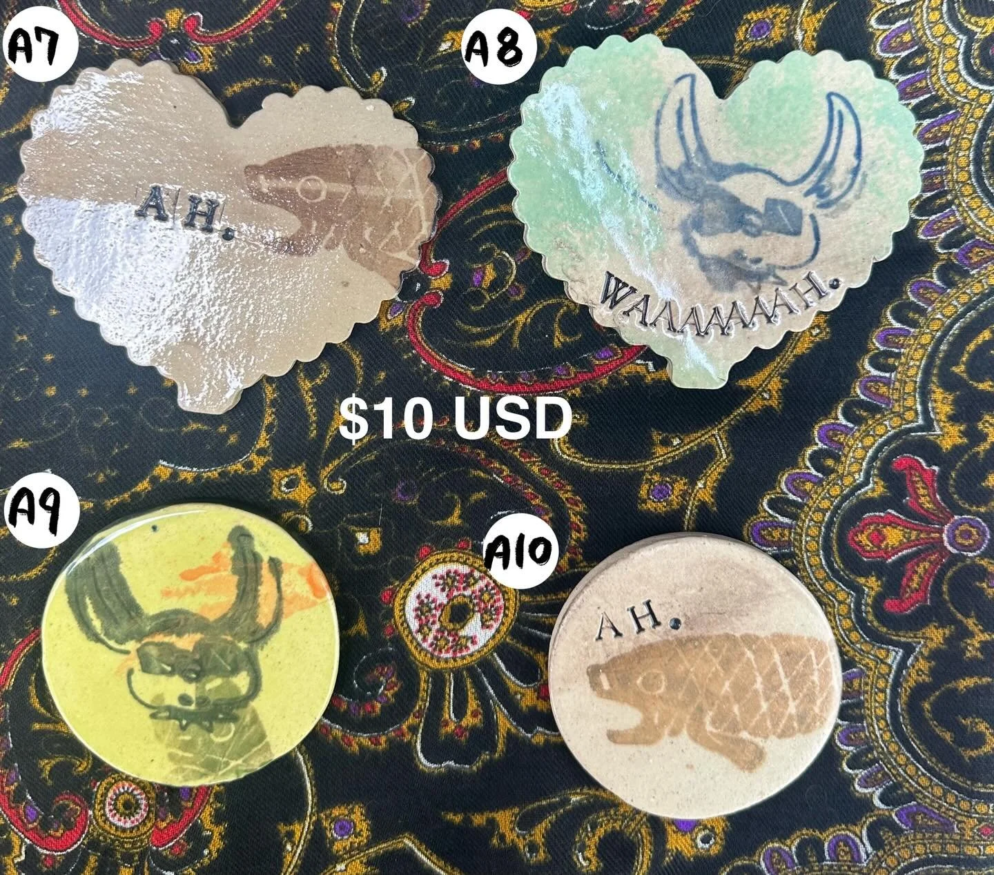 The last of the batch plus some lesser than perfect tiles for only $5! See one that catches your eye? Amy can be yours today with a simple DM! 

Circular tile: 2 1/2&rdquo; x 2 1/2&rdquo;
Square tile: 3 1/4&rdquo; x 3 1/4&rdquo;
Heart tile: 3&rdquo; 