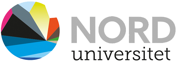 Logo for Nord universitet med et fargesterke klipp på venstre side og teksten 'NORD universitet' til høyre