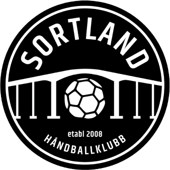 Logo for sportsklubben Sortland Håndballklubb, etablert i 2008, med en fotball i midten.