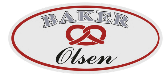 Logo med teksten 'Baker Olsen' og en pretzel.