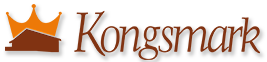 Logo av Kongesmark med en krone over tekst