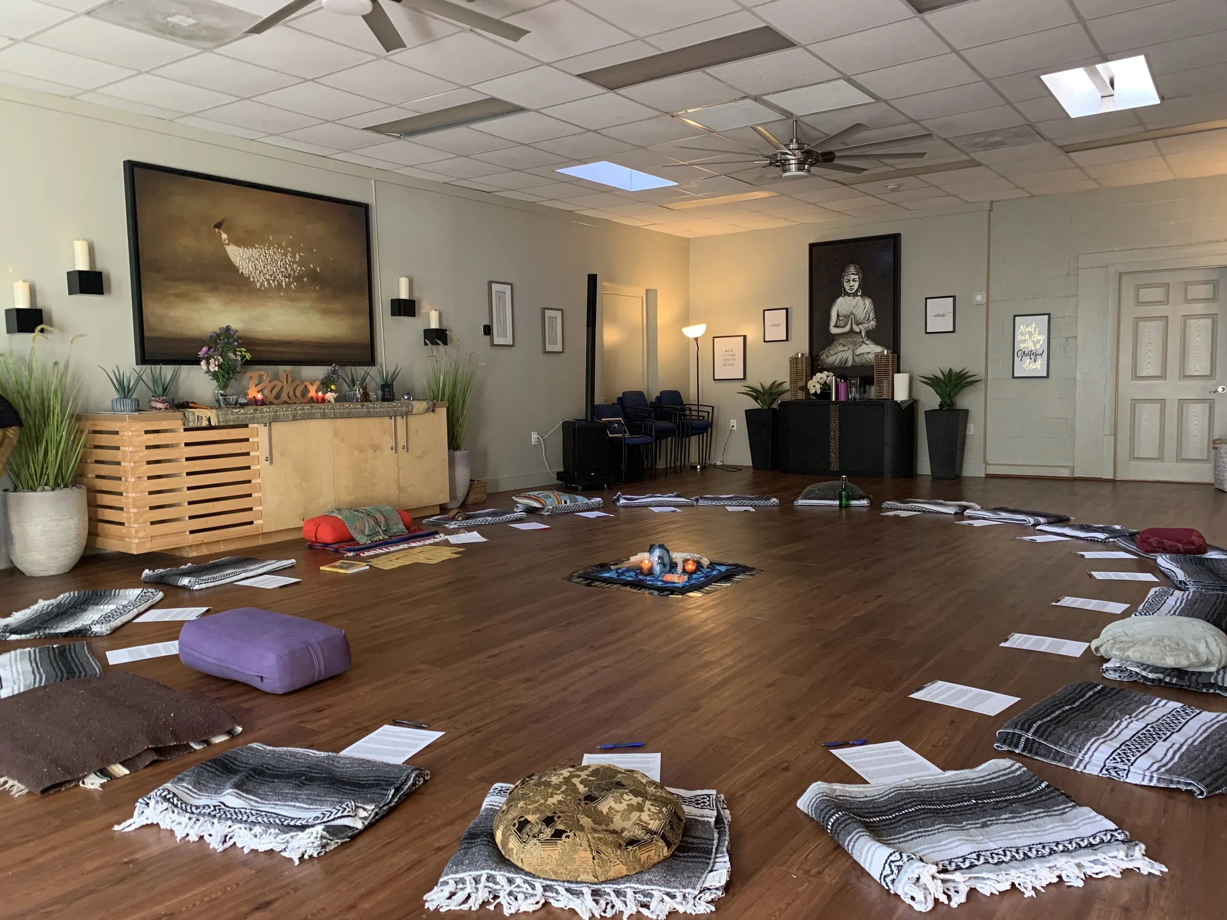 Studio set up for group breathwork session