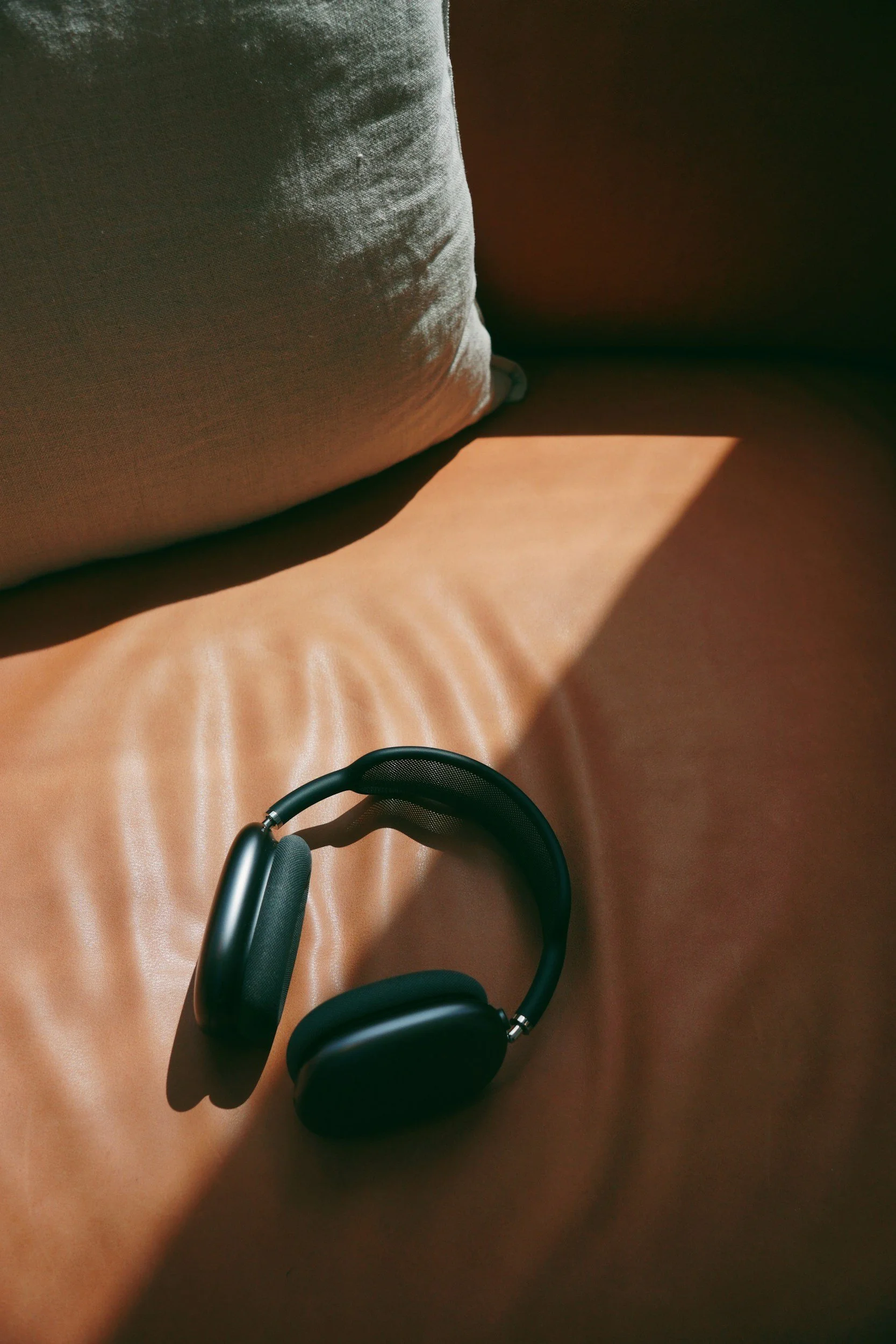 Headphones on a couch