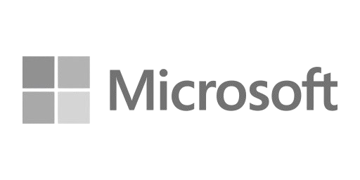 Microsoft logo with four gray squares forming a window and the word 'Microsoft' beside it.