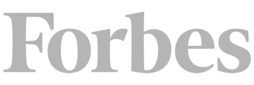 The Forbes logo in gray text on a black background.