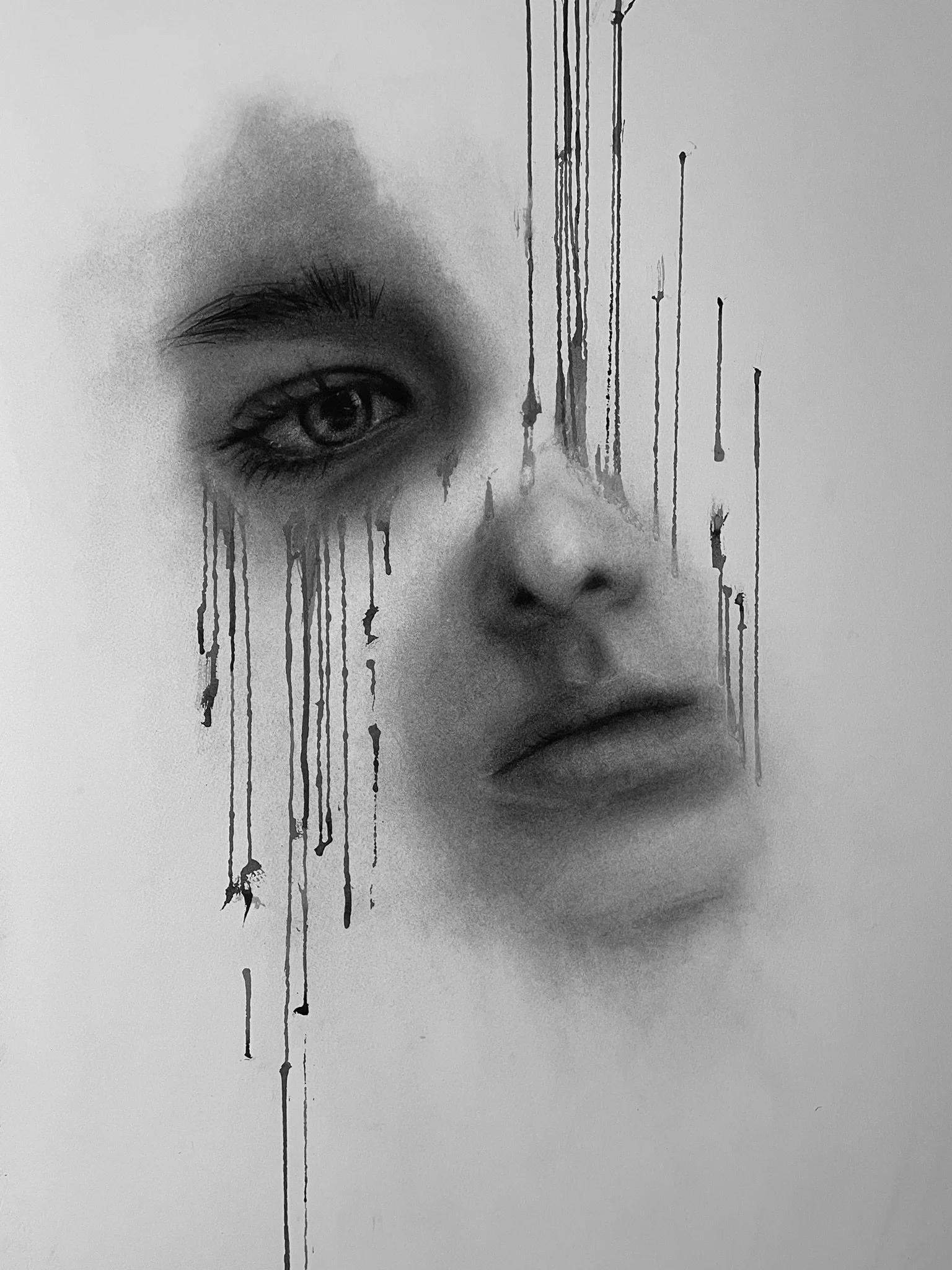 "Dolor", Charcoal and ink, 250gsm paper, 22 x 30", 2026
