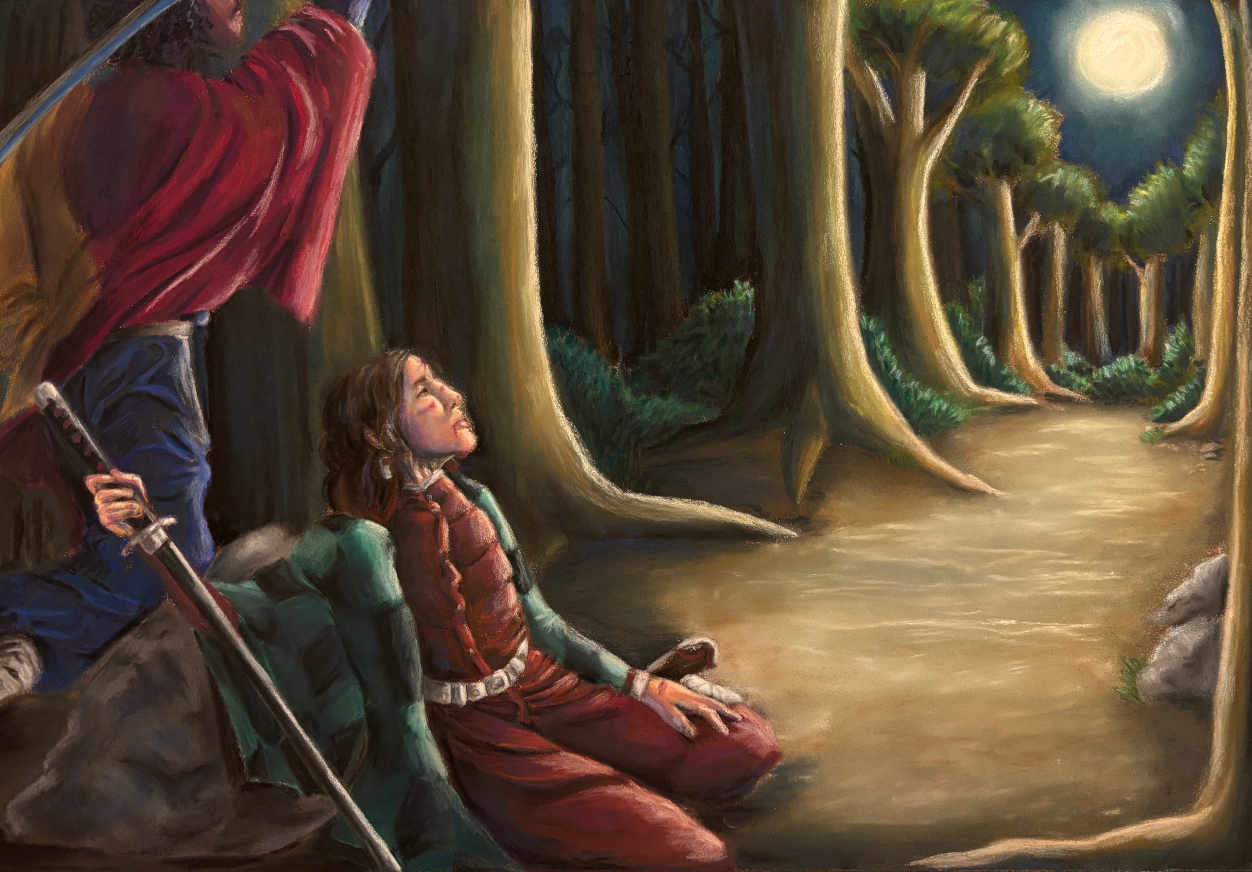 Moonlight Battle | Pastel Pencil | 18" x 24"