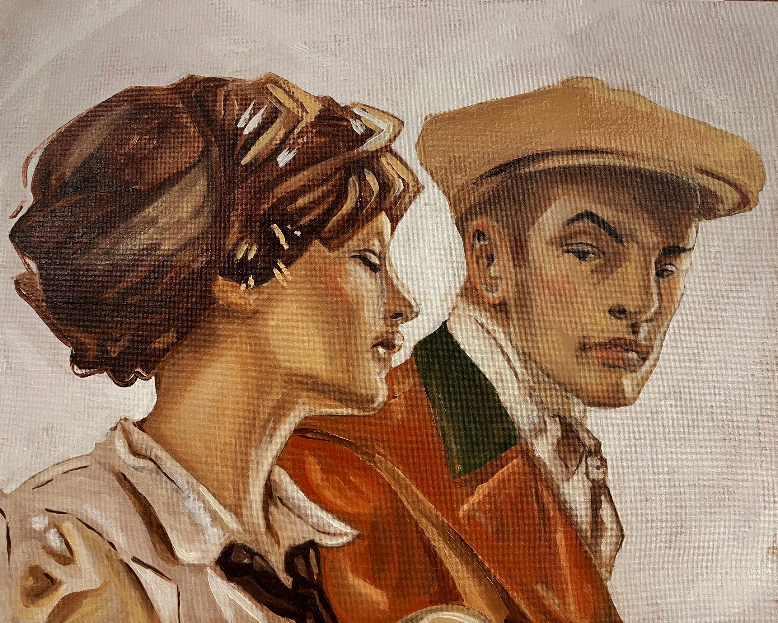 Master Copy (J.C. Leyendecker, "Golf or Tennis?") | Oil paint on canvas | 11" x 14"