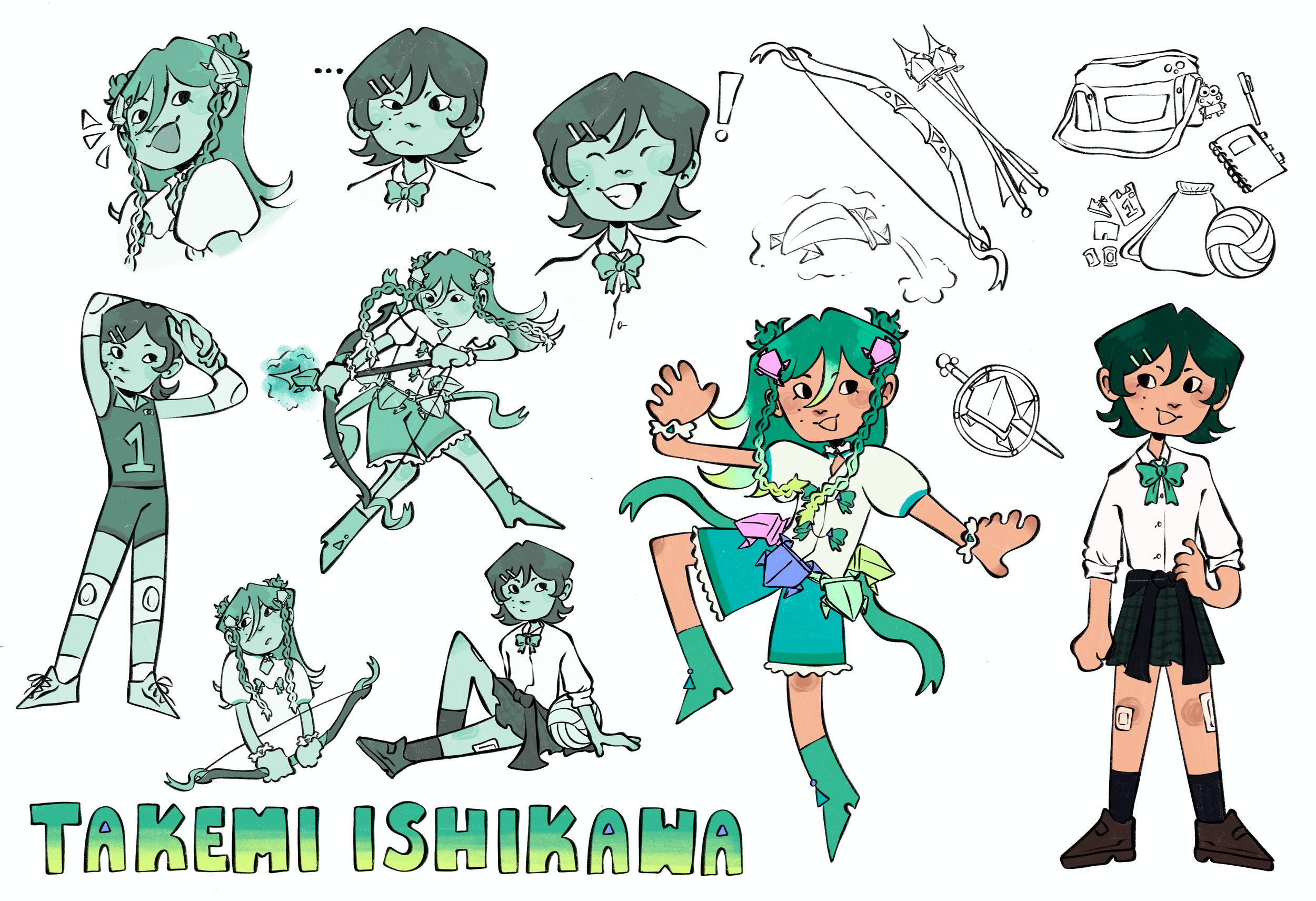 Origami Magical Girls - Ishikawa Takemi | Procreate | 19" x 13"