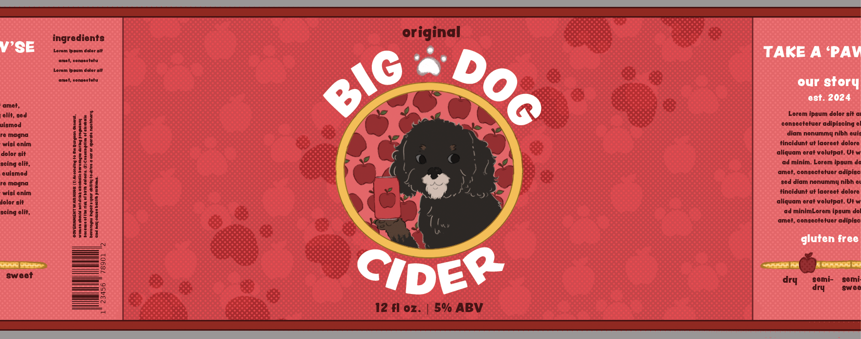 Big Dog Cider - Original | Adobe Photoshop, Adobe Illustrator | 18" x 7"