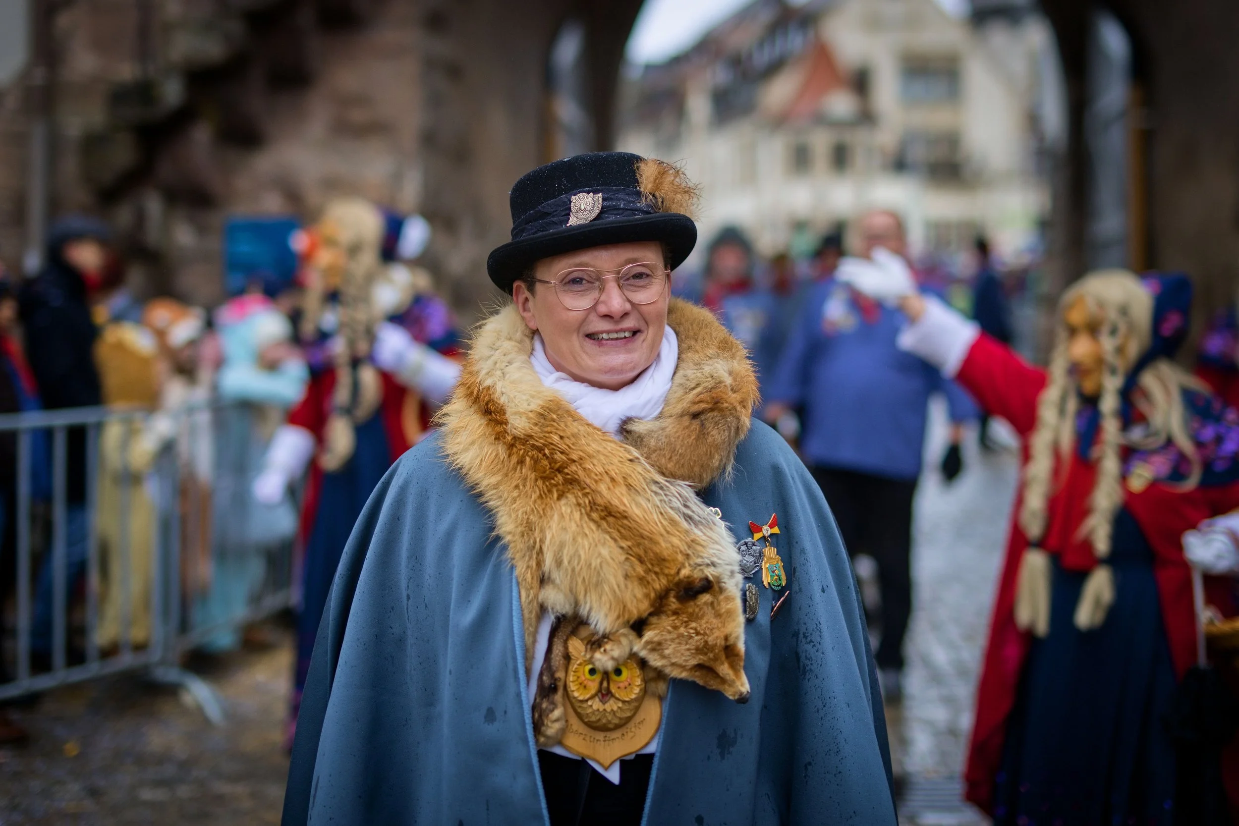 Traditionelle Fasnetfigur bei einem Umzug in Villingen