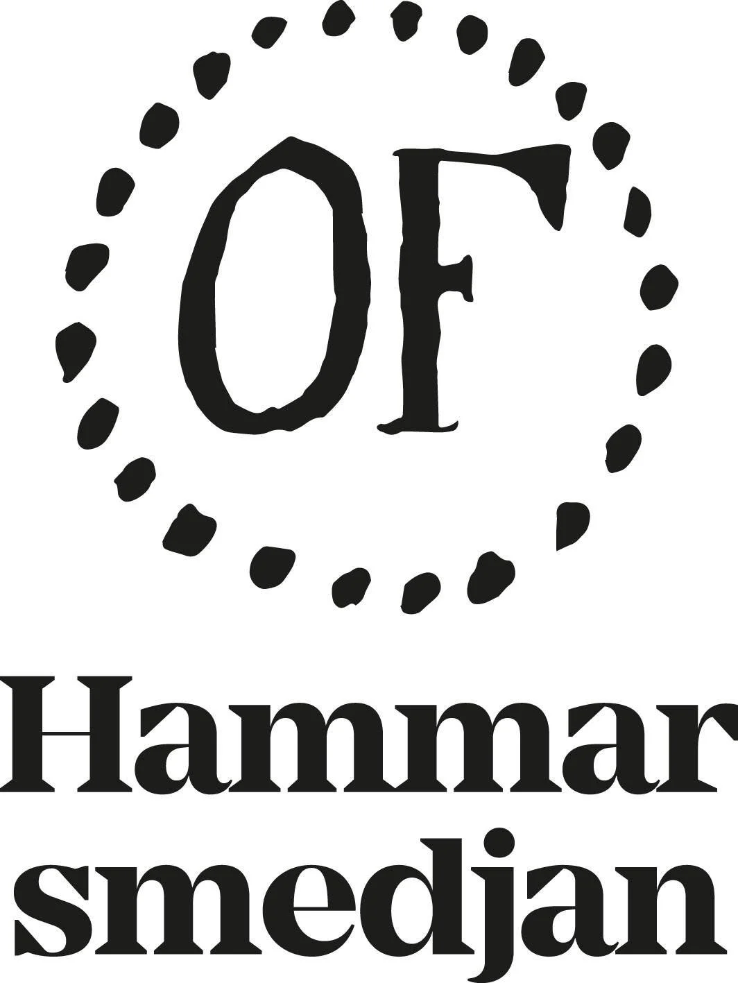 Logotyp för Hammar Smedjan med texten 'OF' och en cirkel kring bokstäverna.
