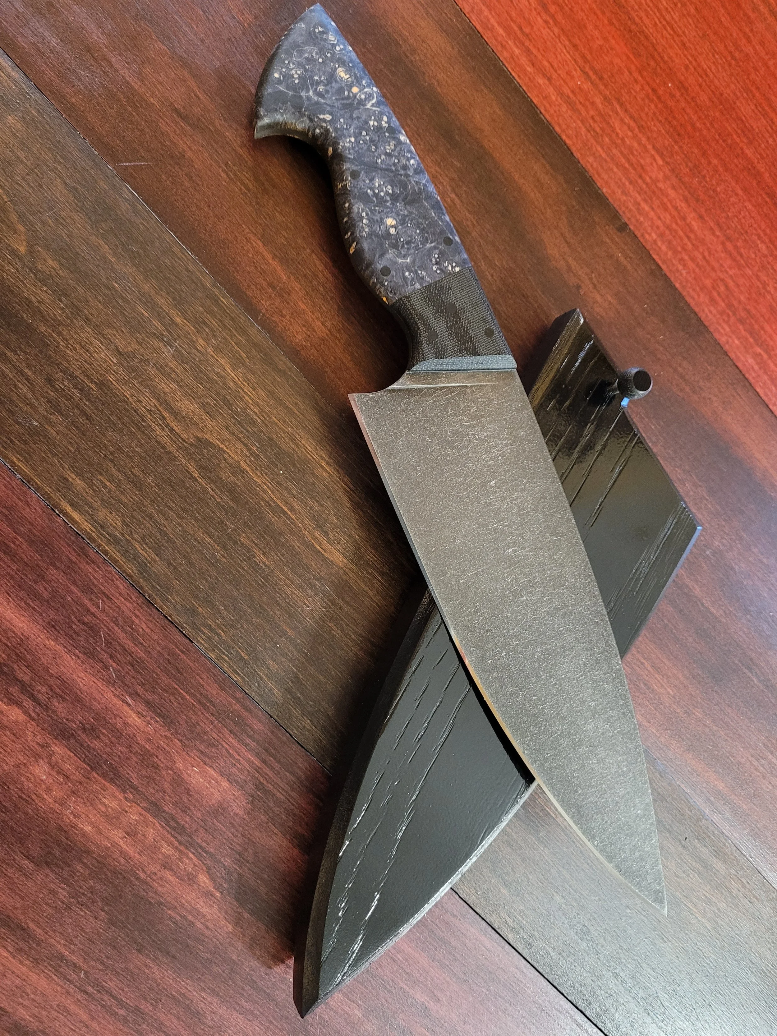 8 inch chef knife with dyed burl handle