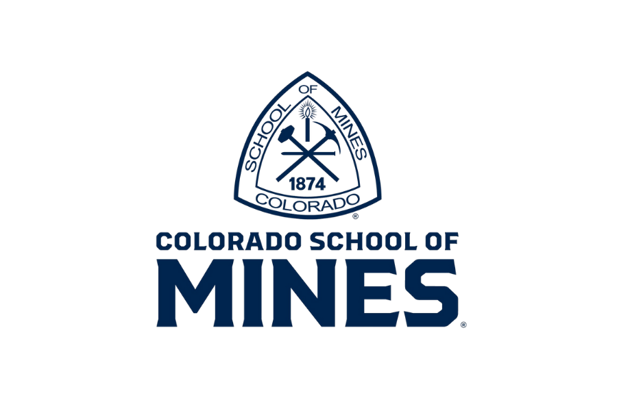 The logo of the Colorado School of Mines featuring a shield with mining symbols, the year 1874, and the text "Colorado School of Mines."