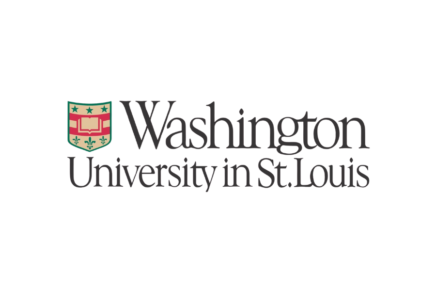 The logo of Washington University in St. Louis, featuring a shield with a book and stars, and the university name in stylized text.