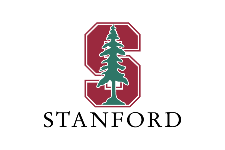 Stanford logo with a large green tree silhouette over a red Stanford 'S' outline and the words 'Stanford University' below.