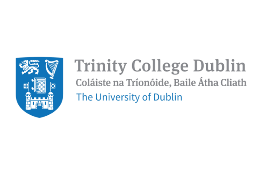 Trinity College Dublin crest and text indicating it's a Christian college. The text reads, 'Trinity College Dublin, A Christian Tradiocese, Faith & Life, The University of Dublin.'