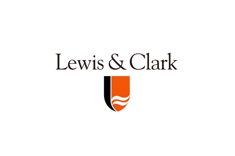 Logo for Lewis & Clark with a stylized orange torch and the text "Lewis & Clark".