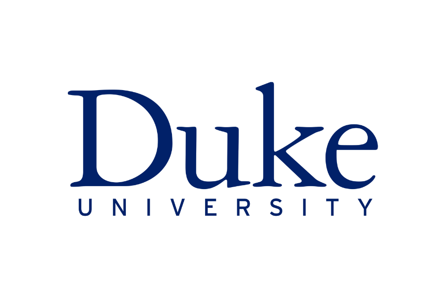 Duke University logo with a dark blue text analysis with the words 'Duke University' on a black background.