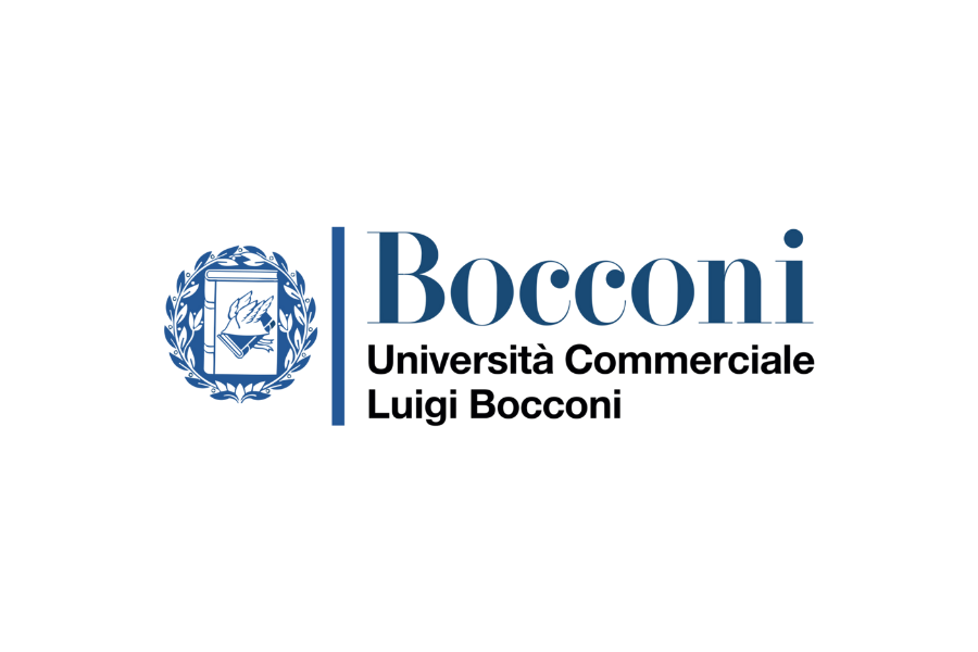 Logo of Bocconi University, featuring a crest and text in blue.