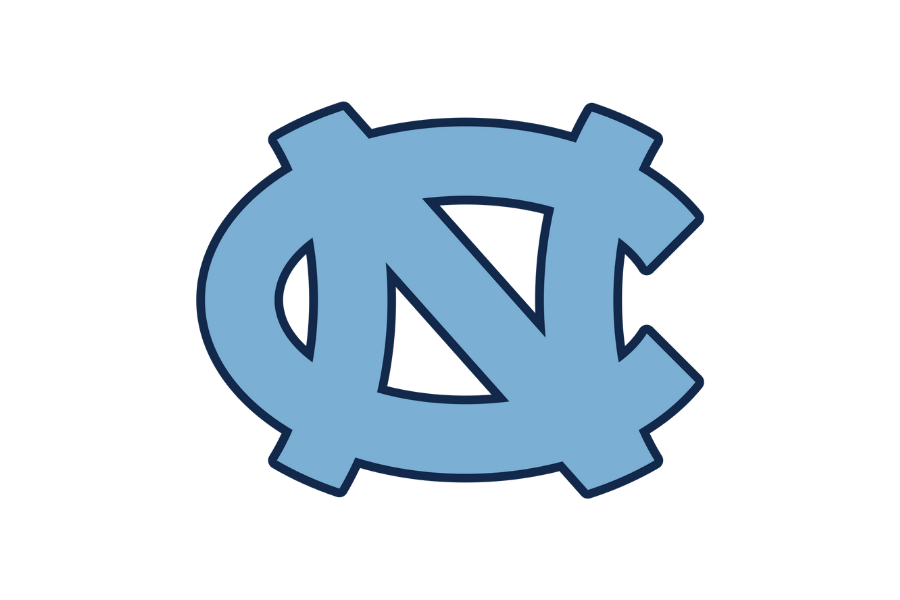 The University of North Carolina logo in light blue on a black background.