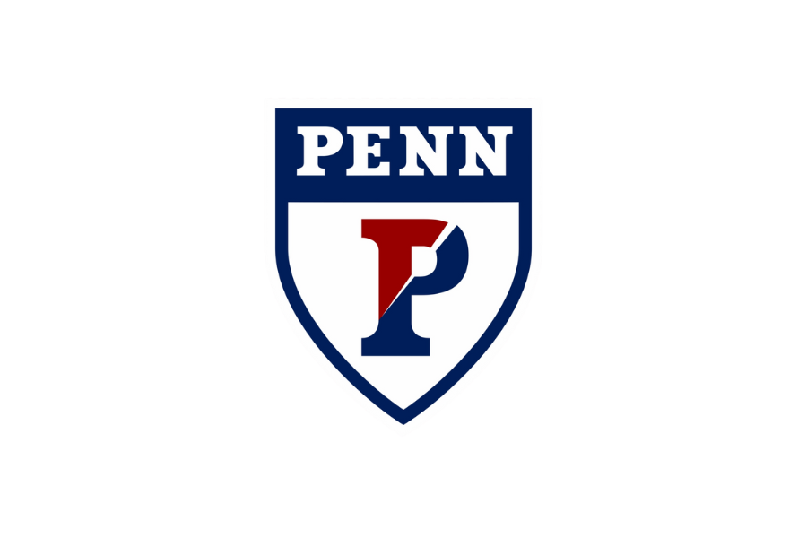 Penn State University shield logo with a blue and white color scheme and a red Pennsylvania state-shaped emblem in the center.