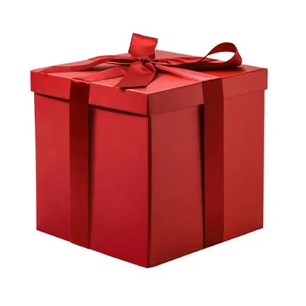 Red gift box with a bow.