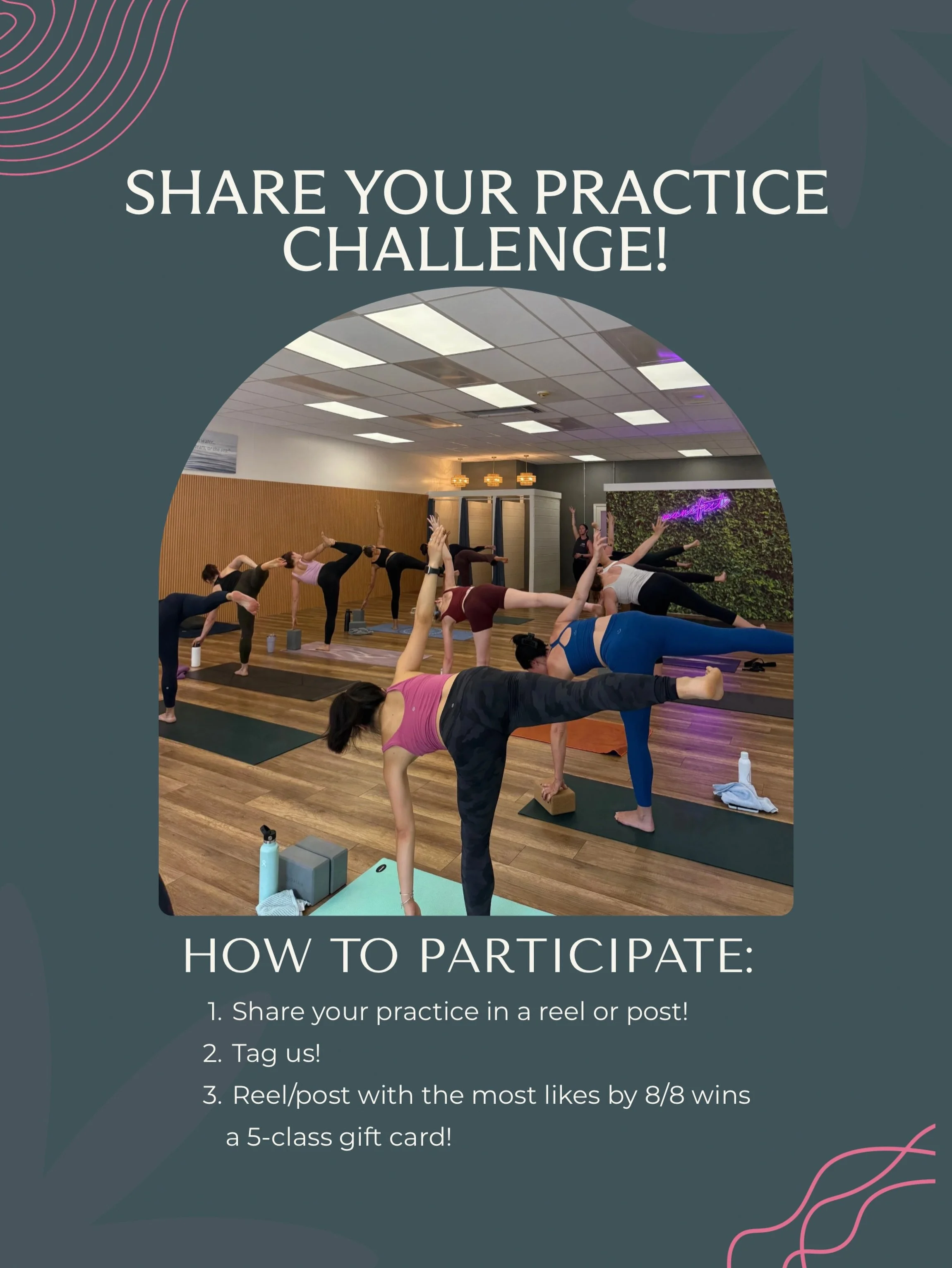 Share Your Practice Challenge!

We want to see YOU on the mat! 🧘&zwj;♀️💓

How it works:
1️⃣ Share a reel or post of you on your mat! 
2️⃣ Tag us @manifest.power.yoga 
3️⃣ The reel/post with the most likes by 8/8 wins a 5-class gift card 🎉

Ready, 