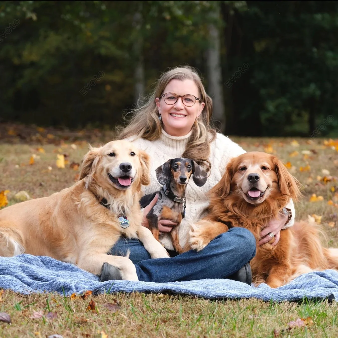 Dr Kim Leverett with her dogs