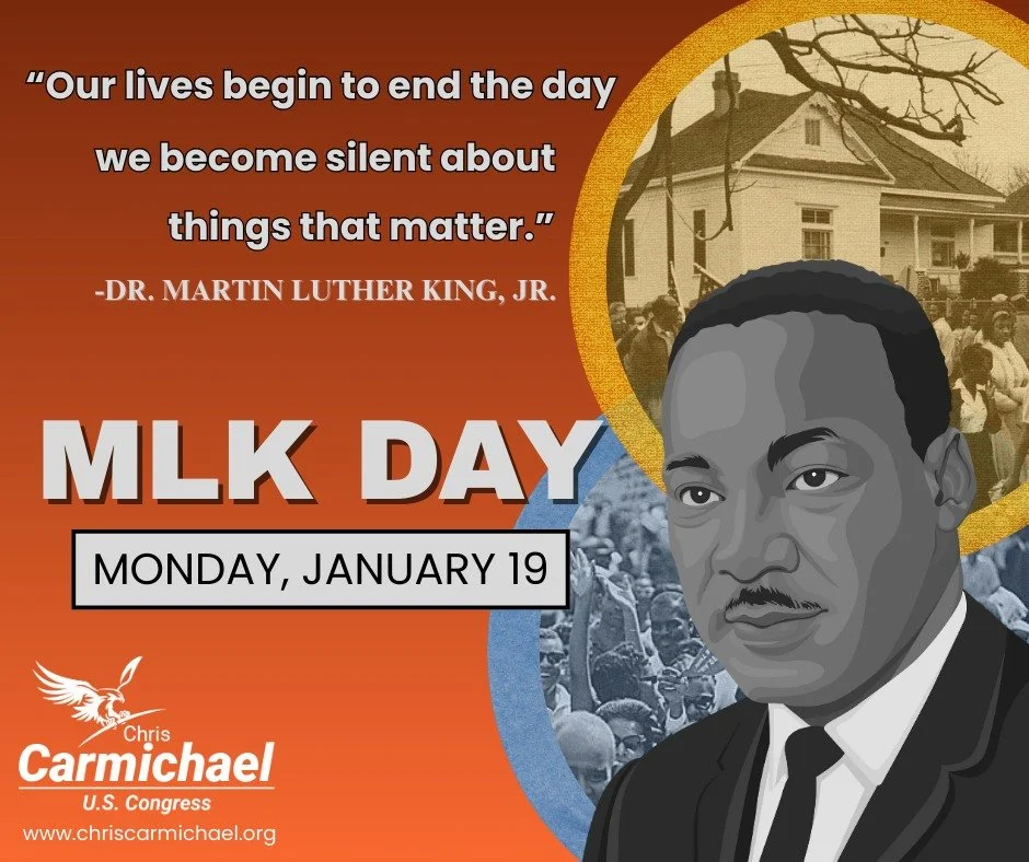 Today, we honor the life and legacy of Dr. Martin Luther King, Jr.

Dr. King reminded us that progress requires service, courage, and a commitment to justice for everyone. 

I believe that service means standing up for one another and working toward 