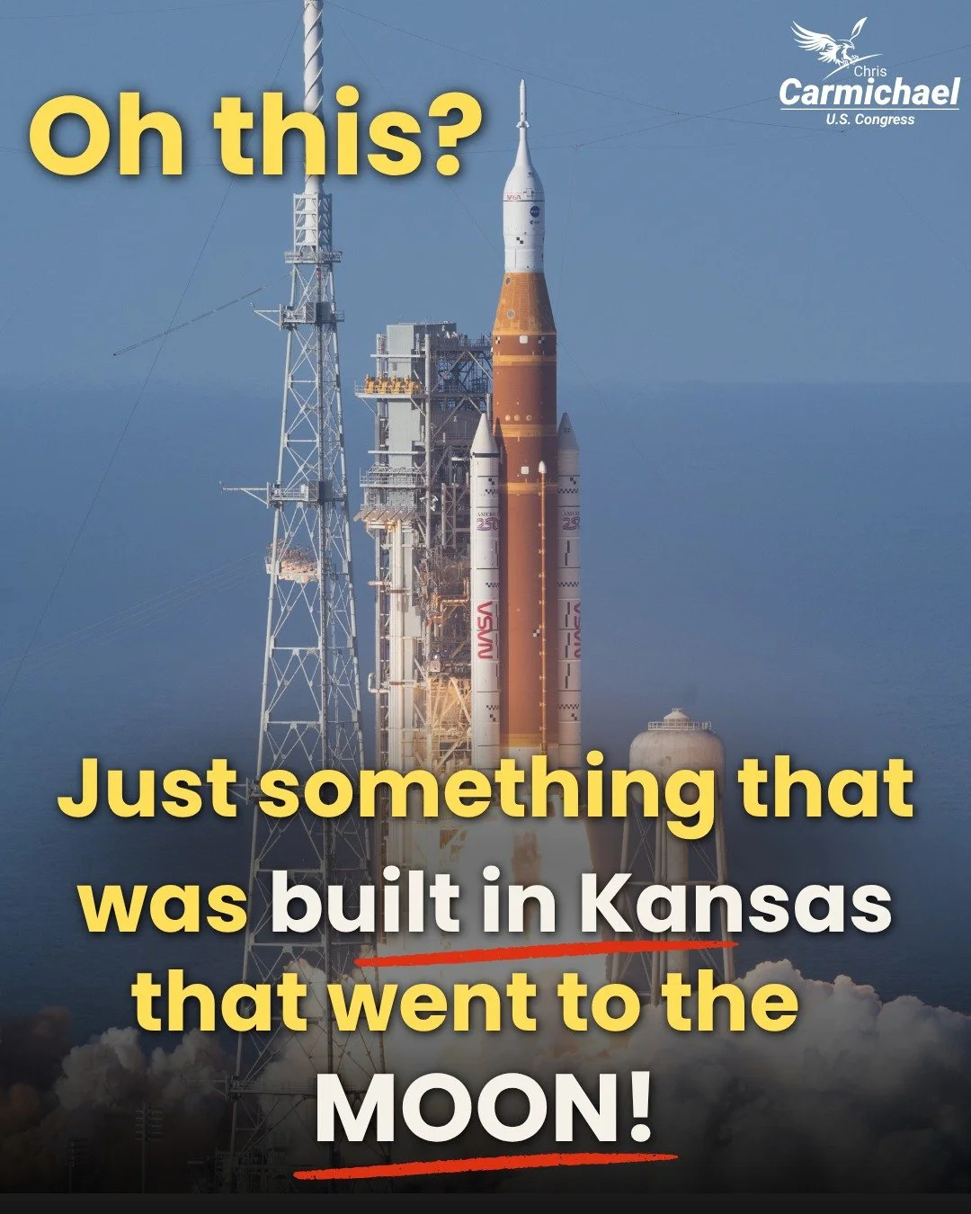 Oh this?

Just something built in Kansas that helped send a mission to the moon.

No big deal.

 #KansasProud #UnionStrong #MissionToTheMoon #ArtemisII #SpaceMission
