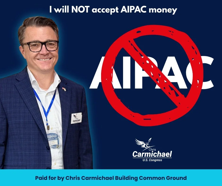 I don&rsquo;t take AIPAC money. I won&rsquo;t take AIPAC money.

My campaign answers to Kansans...not special interests, foreign policy lobbyists, or big money groups. I&rsquo;ll always put the Constitution, accountability, and the people of Kansas f