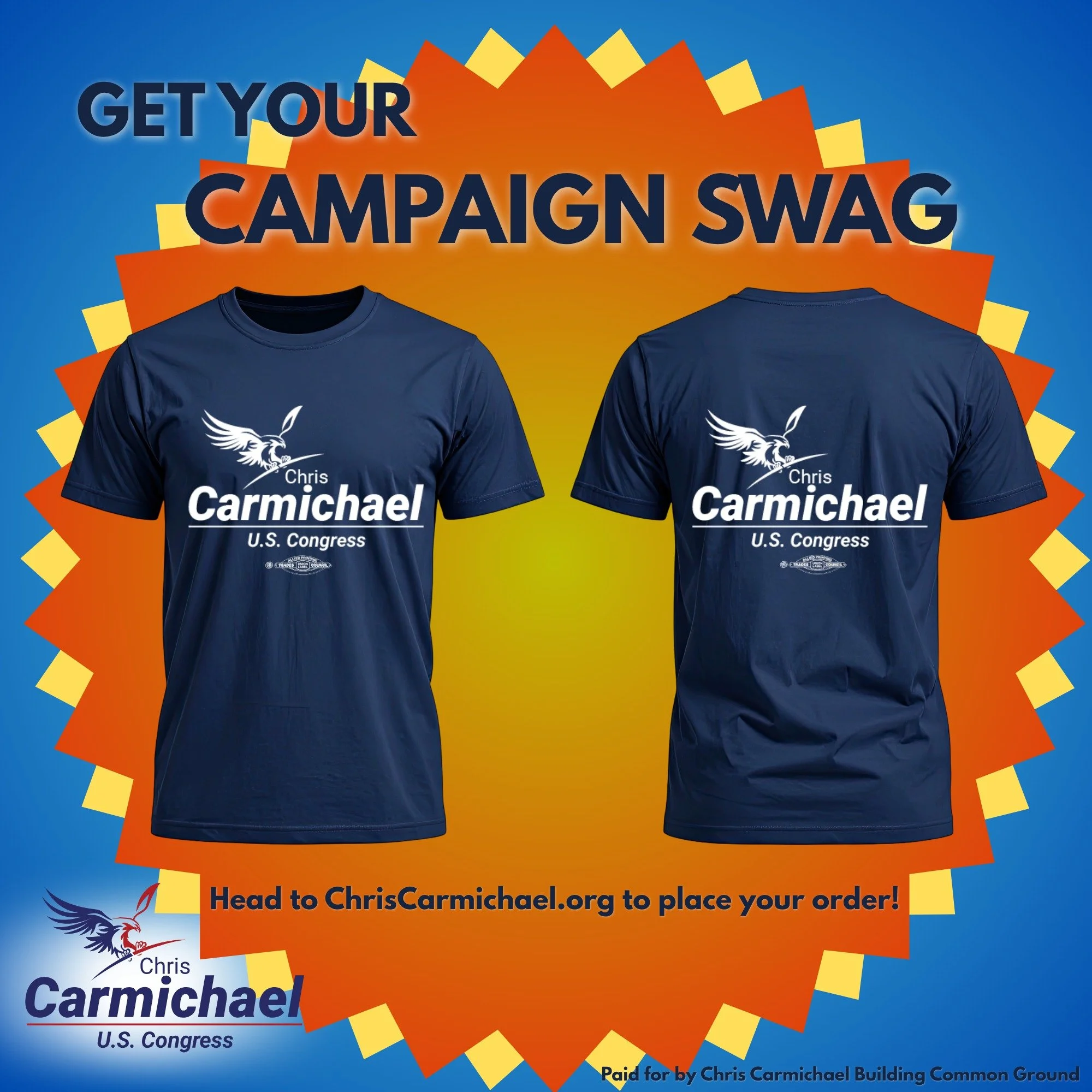 Chris Carmichael Swag is here! Head to ChrisCarmichael.org to place your order today!

 #campaignswag #CampaignShirts #placeanorder #MIDTERMS2026 #KS04