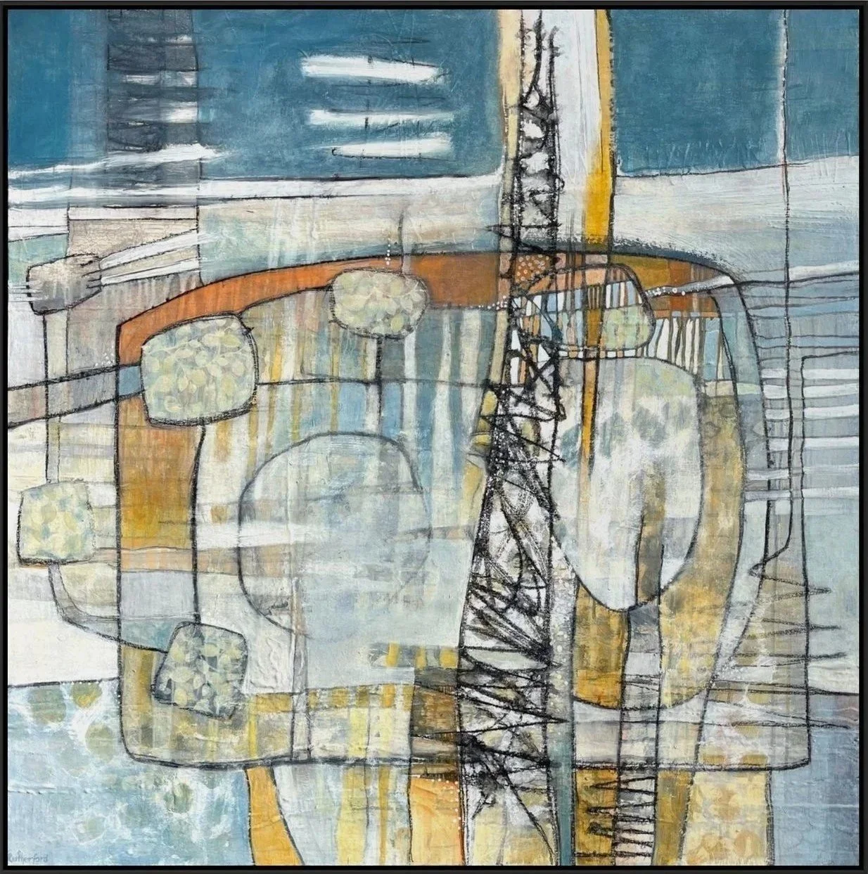 'Kings Beach, Happy Valley and Caloundra CBD' - Acrylic and Mixed Media on Canvas - 100 cm x 100 cm x 3.8 cm
